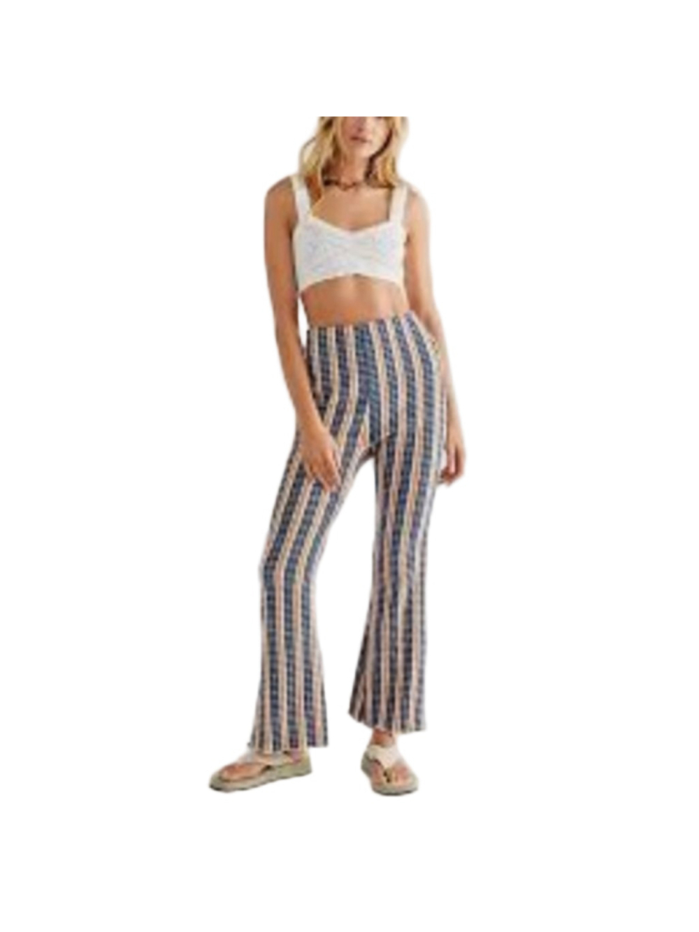Free People Striped Pull On Flare Pants XS High Waist